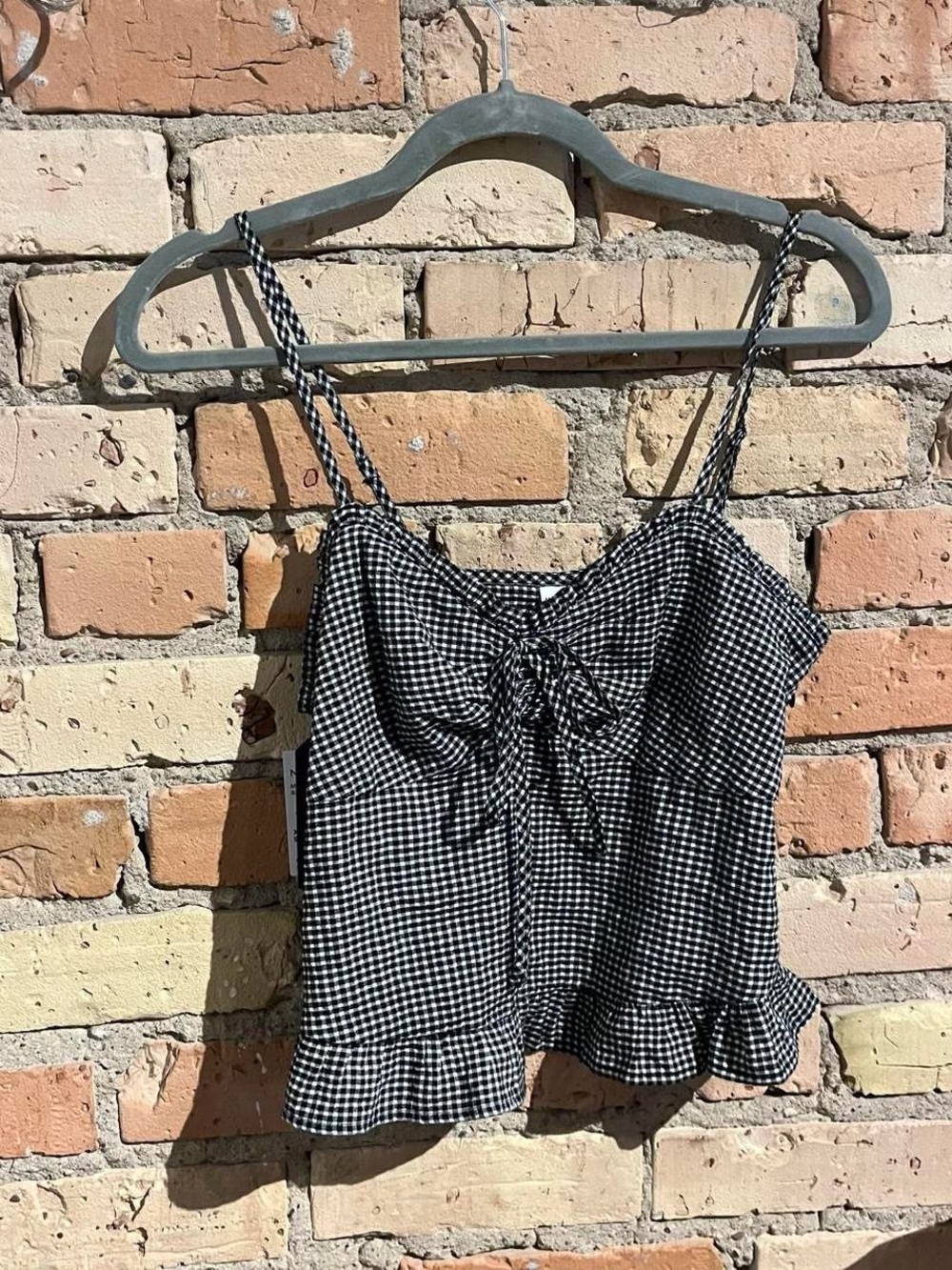 XS NWT black and white gingham tank top